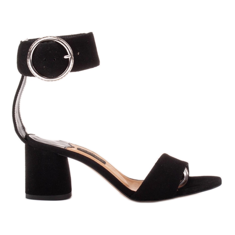 Marco Shoes Lädersandaler för kvinnor med ett dekorativt spänne svart