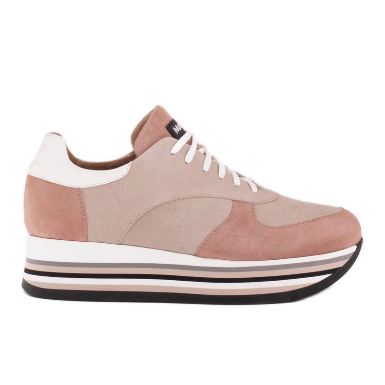 Marco Shoes Sneakers på en tjock sula av naturläder beige