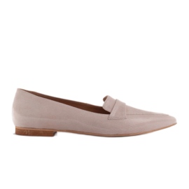 Marco Shoes Ballerinor i ormskinn i mocka beige