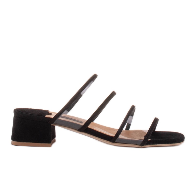 Marco Shoes Tofflor för kvinnor med genomskinliga ränder svart