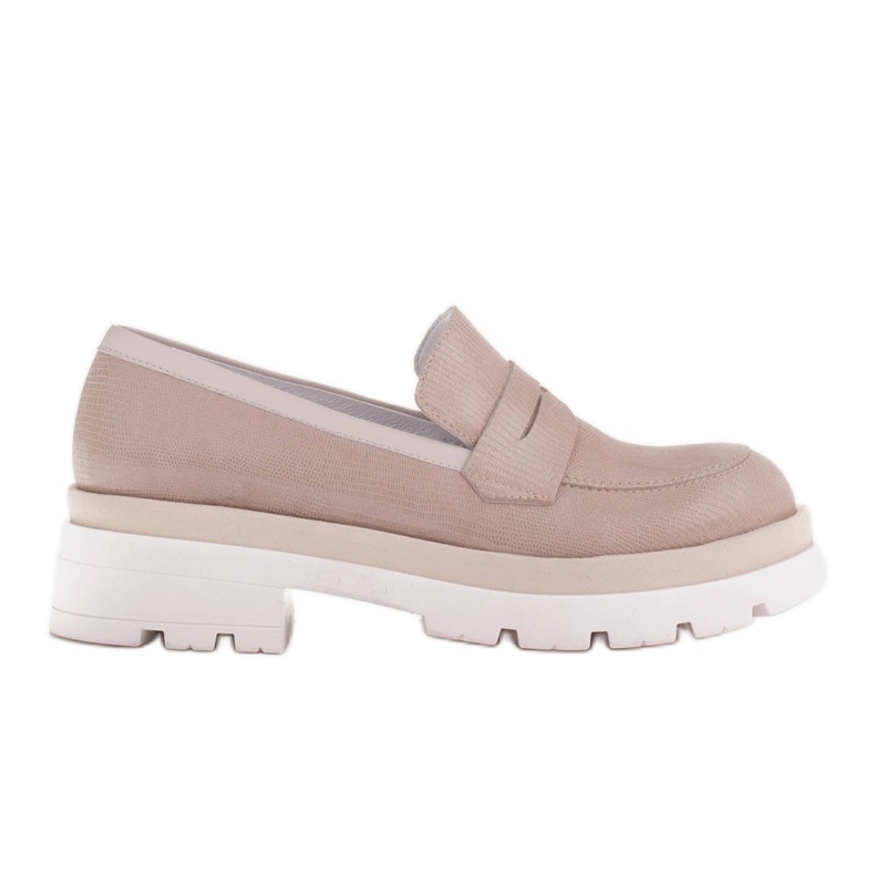 Marco Shoes Mockaskor med mönster på en tjock sula beige