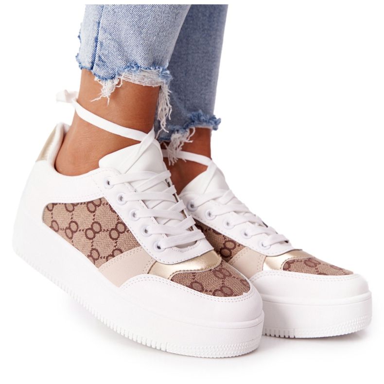 Sportskor Sneakers på plattformen vit och guld Allisone gyllene