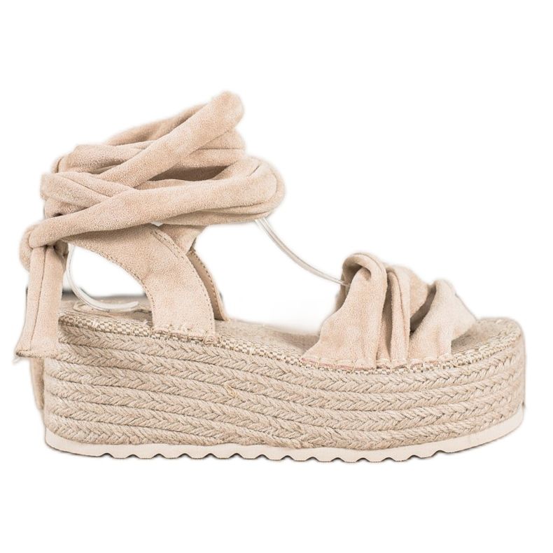 Seastar Knutna sandaler på en hög plattform beige