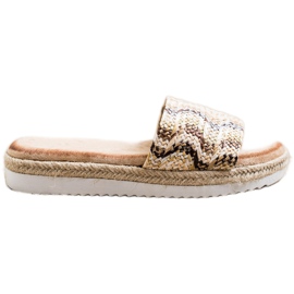 SHELOVET Espadrilles tofflor på plattformen beige brun