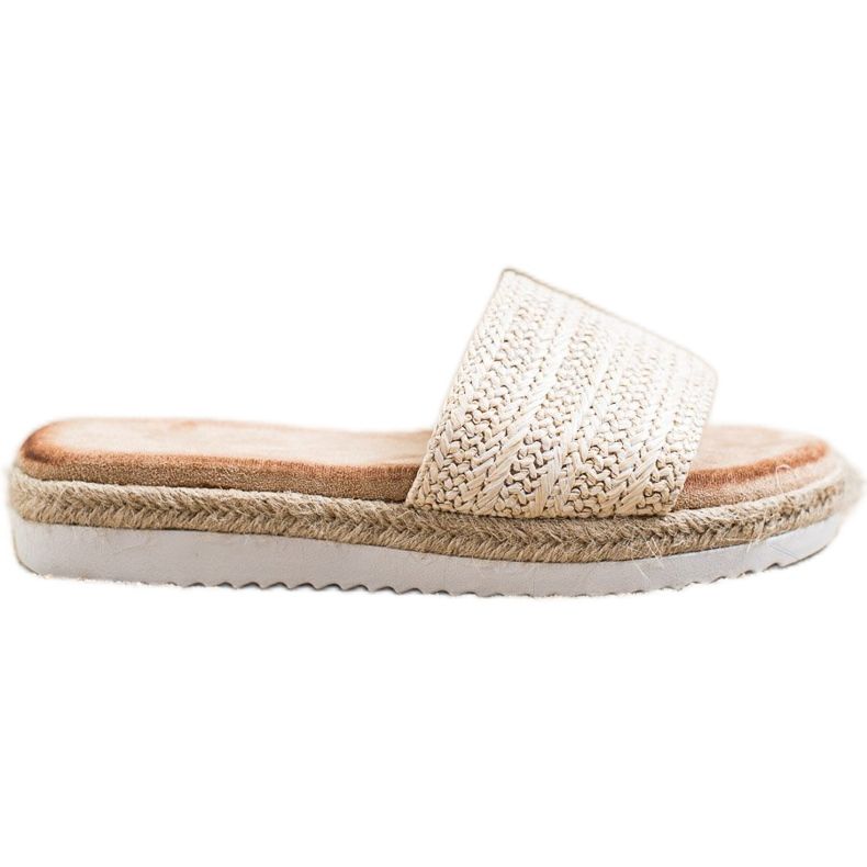 SHELOVET Espadrilles tofflor på plattformen beige