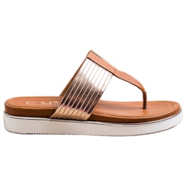 Cm Paris Bekväma eko läder flip-flops brun gyllene