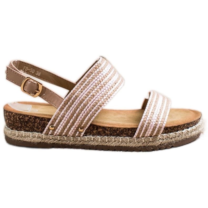 SHELOVET Bekväma sandaler med spänne brun rosa