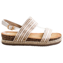 SHELOVET Bekväma sandaler med spänne vit brun