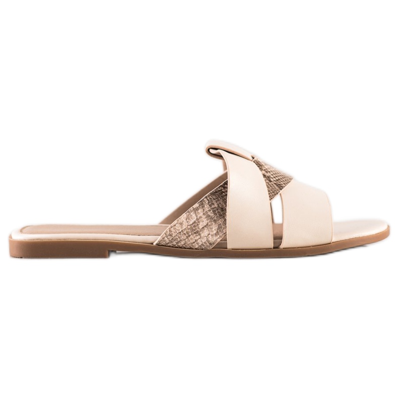 SHELOVET Tofflor Med Snake Print Insats beige