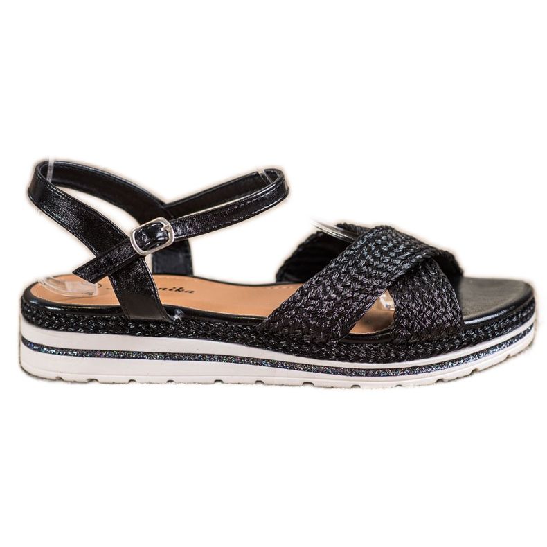 Mannika Svarta sandaler på plattformen