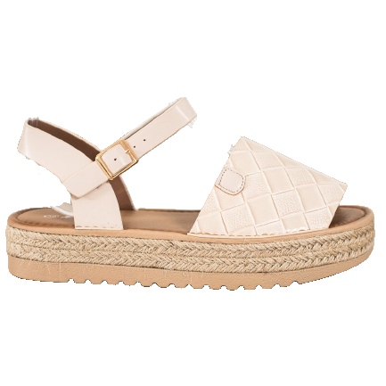 SHELOVET Espadrilles sandaler med ekoläder beige