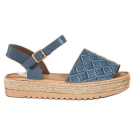 SHELOVET Espadrilles sandaler med ekoläder blå
