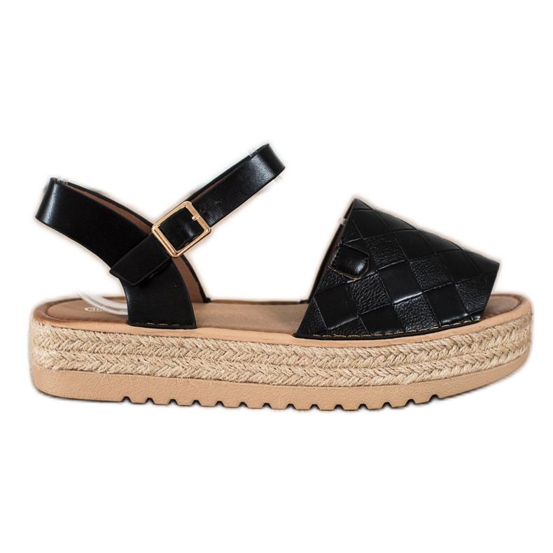 SHELOVET Espadrilles sandaler med ekoläder svart