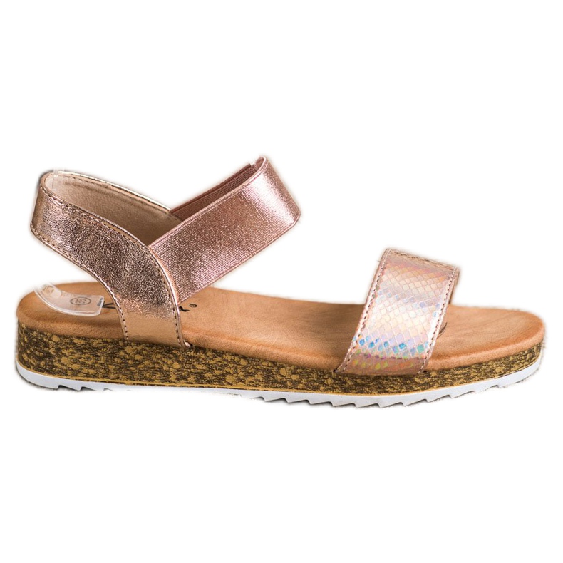 Kayla Glänsande ekolädersandaler gyllene