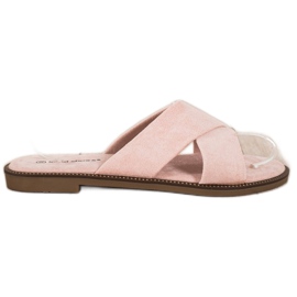Ideal Shoes Eleganta mocka tofflor rosa