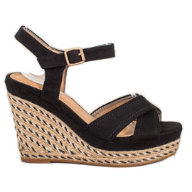 SHELOVET Eleganta sandaler på en kil svart