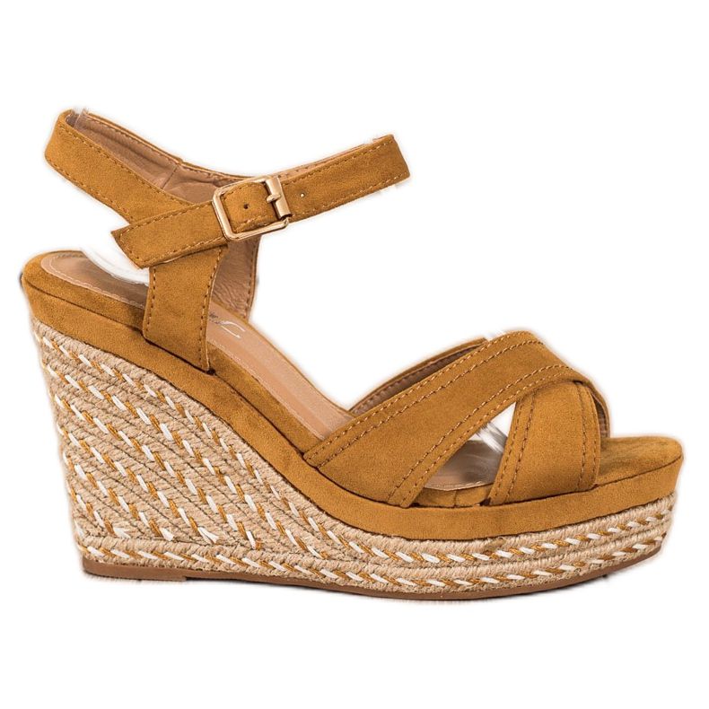 SHELOVET Eleganta sandaler på en kil brun