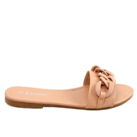 Beige tofflor med kedja CK205P Khaki kaki