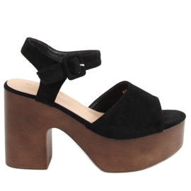 Svarta sandaler träskor F8201 Svart