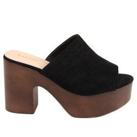 Svart F8202 Svarta träskor tofflor