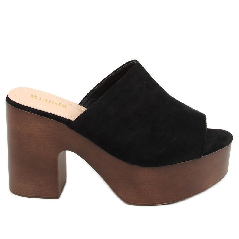 Svart F8202 Svarta träskor tofflor