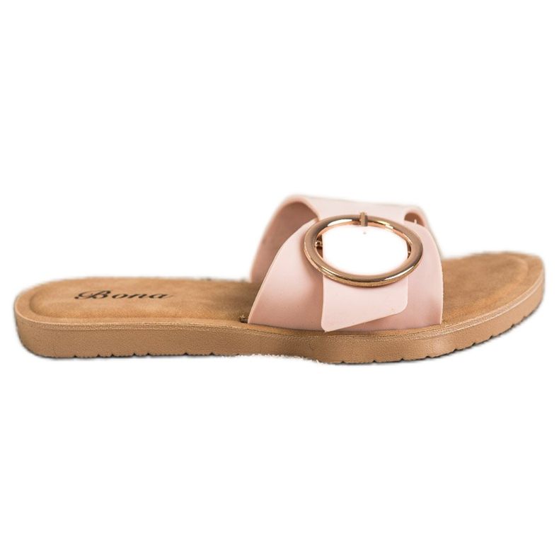 Bona Tofflor med dekorativt spänne rosa