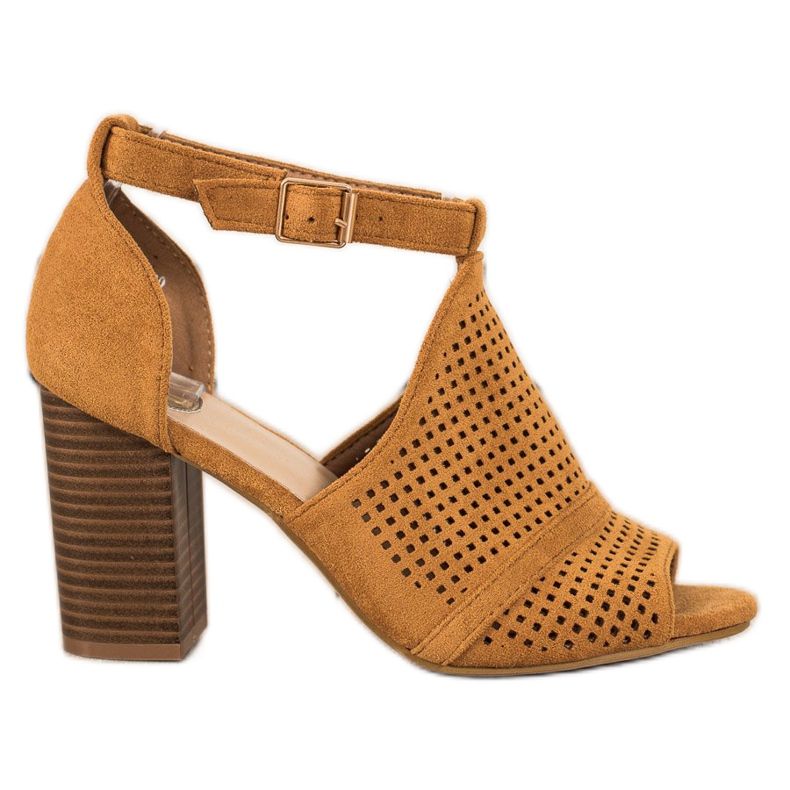 SHELOVET Inbyggda openwork sandaler brun