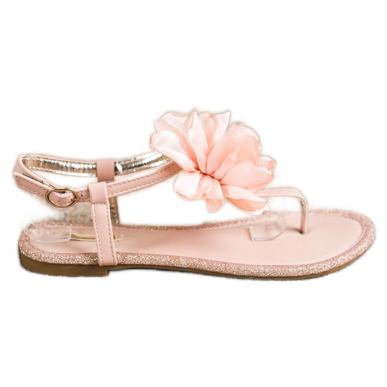 BUONAROTTI Flip-flops sandaler med en blomma orange rosa