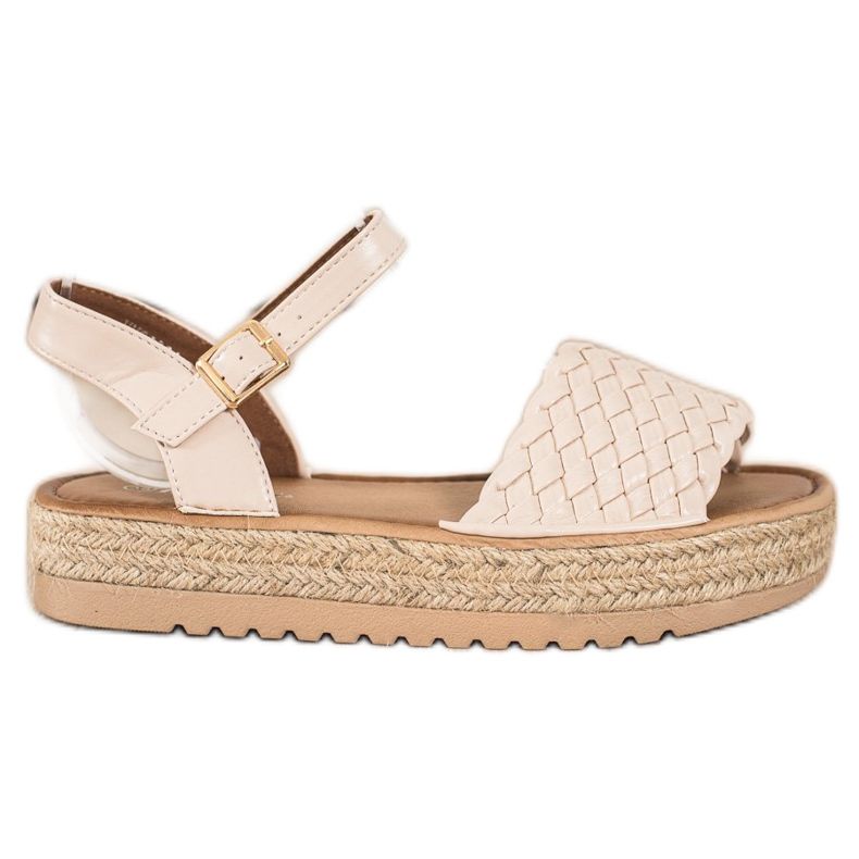 SHELOVET Flätade Espadrilles sandaler beige