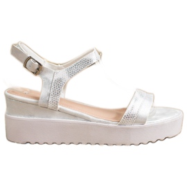 Bestelle Skimrande kilsandaler vit