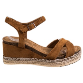 SHELOVET Sandaler med kil och mocka brun