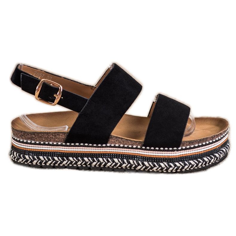 Ideal Shoes Sandaler i mocka på plattformen svart