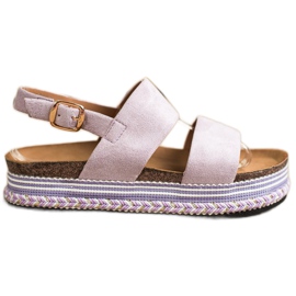 Ideal Shoes Sandaler i mocka på plattformen purpur