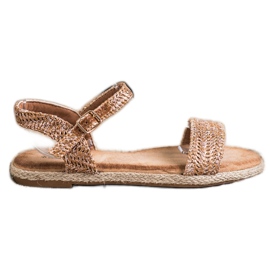 Bestelle Flätade sandaler med spänne gyllene