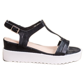 Bestelle Skimrande kilsandaler svart