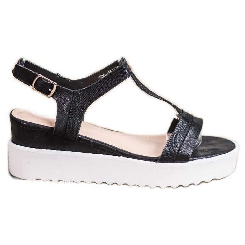 Bestelle Skimrande kilsandaler svart