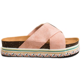 SHELOVET Tofflor i mocka rosa