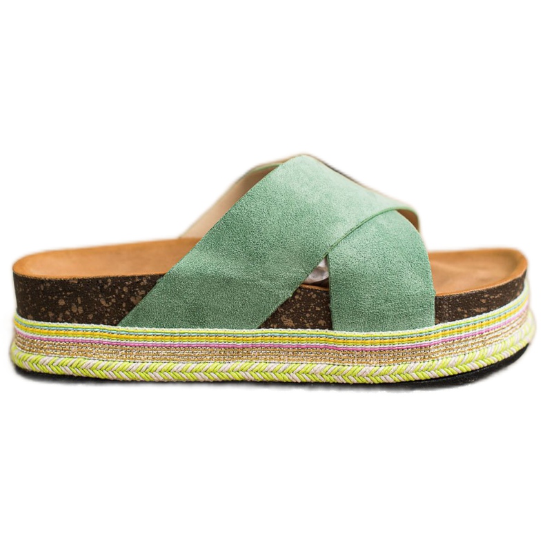 SHELOVET Gröna tofflor med mocka