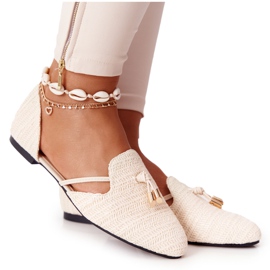 Ballerina Spitz med flätad linje Lu Boo Beige