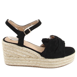 Svarta sandaler espadriller på kilar WH-3K63 Svart