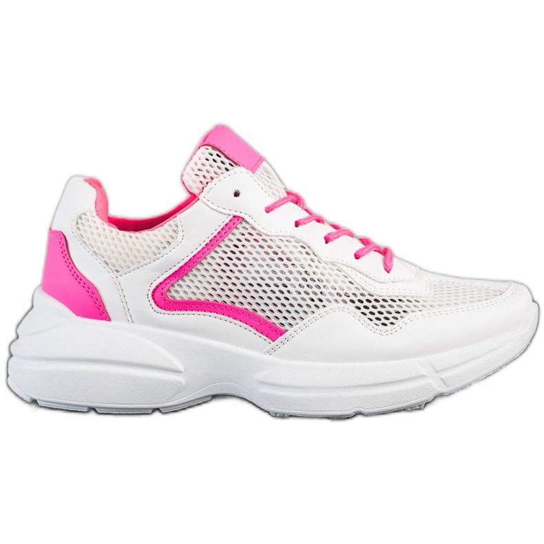 SHELOVET Sneakers med mesh vit rosa