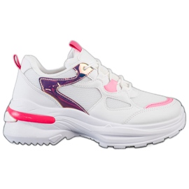 SHELOVET Sneakers med rosa inlägg vit