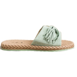 SHELOVET Tofflor med fransar grön