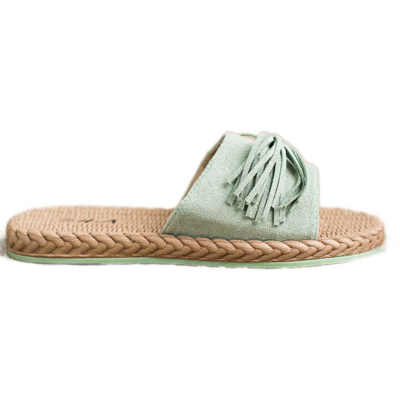 SHELOVET Tofflor med fransar grön