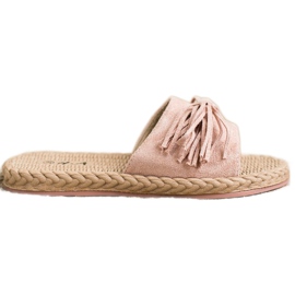 SHELOVET Tofflor med fransar rosa