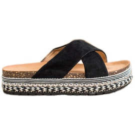 Queen Vivi Svarta tofflor på den dekorativa plattformen