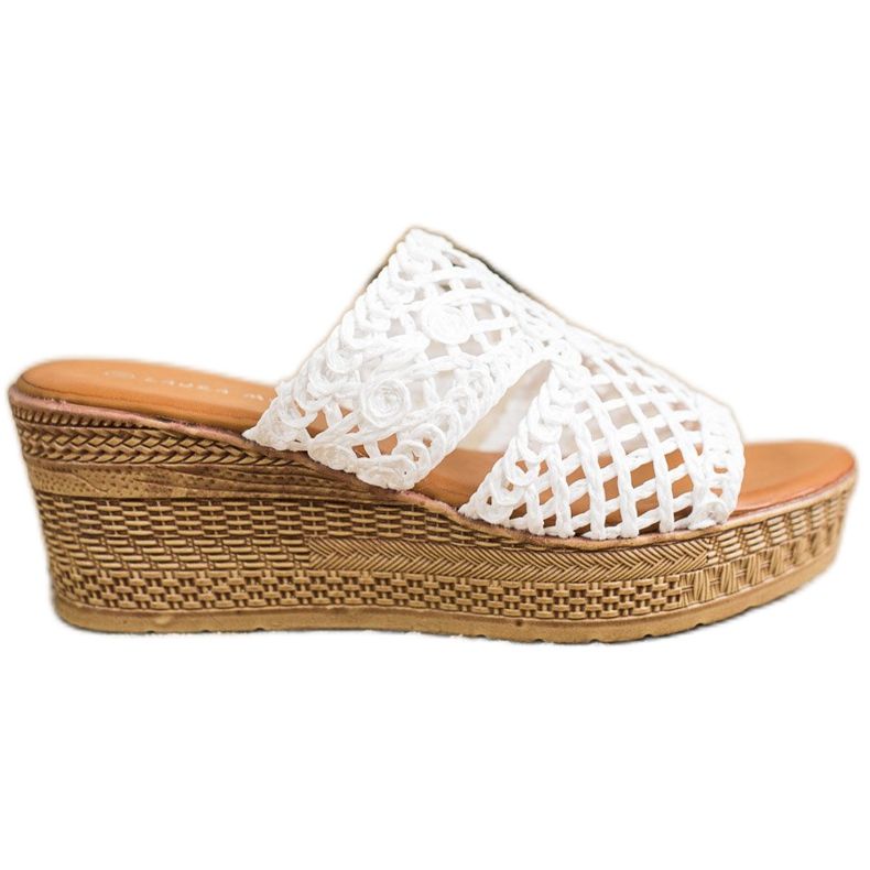 Laura Mode Openwork Wedge Tofflor vit