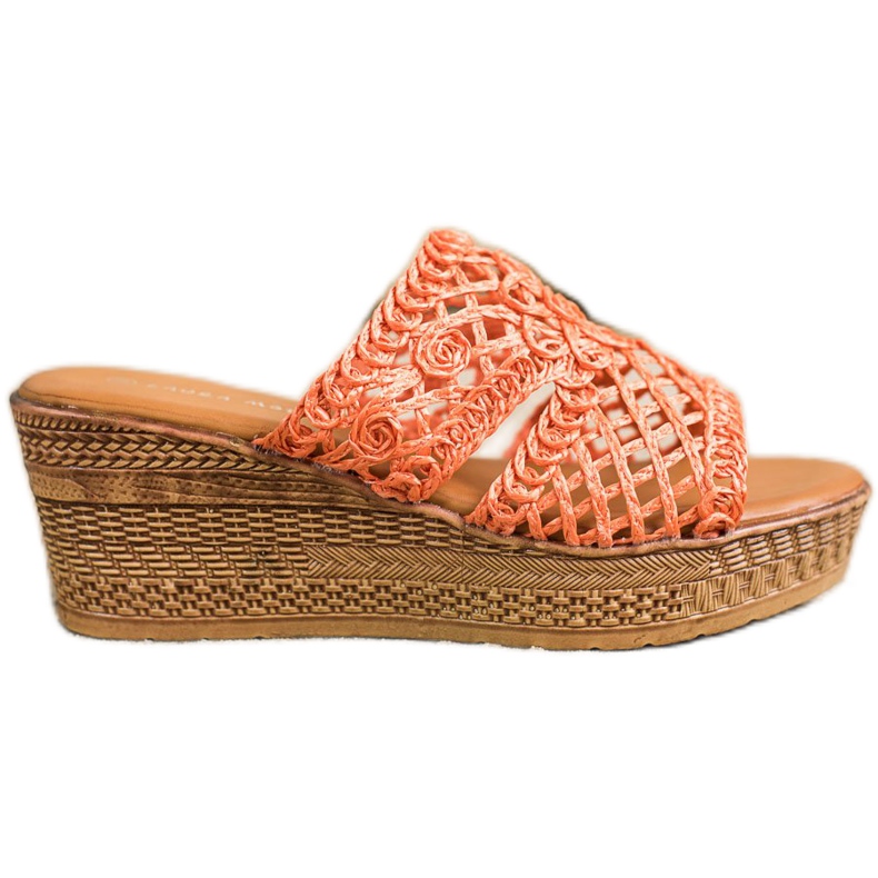 Laura Mode Openwork Wedge Tofflor orange