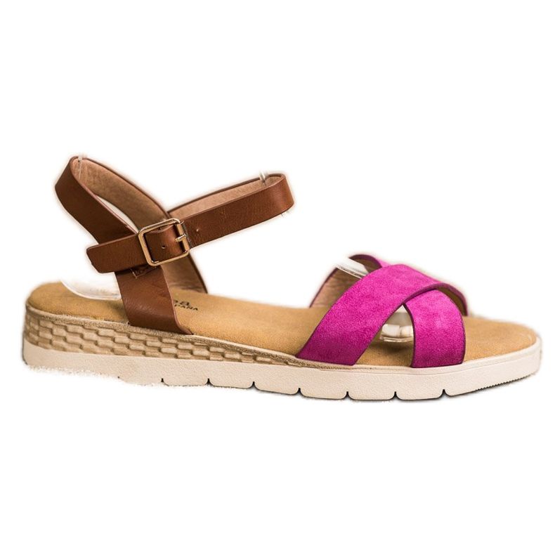SHELOVET Casual sandaler med spänne brun rosa