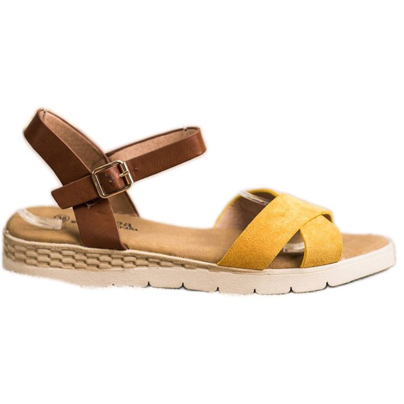 SHELOVET Casual sandaler med spänne brun gul
